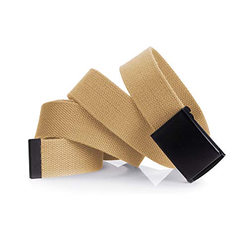 Image of Mile High Life Cut To Fit Canvas Web Belt Size Up to 52 inch with Flip-Top Solid Black Military Buckle