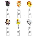 6 Pcs Forest Animals Retractable Badge Holder Reel with Clip Cute Retractable ID Badge Clip Badge Holder for ID Card Holders for Office Staff Children and Kids