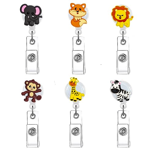 Meaxur ME12342 6 Pcs Forest Animals Retractable Badge Holder Reel cover