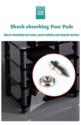 Mueble Equipo Hifi Gabinete de Audio con Receptor Estéreo Vintage para Almacenamiento, Soporte de Piso para Componentes de AV de Cine en Casa, Soportes de Rack para Consolas Estéreo(H 37cm (14 5/8")) - imagen 5