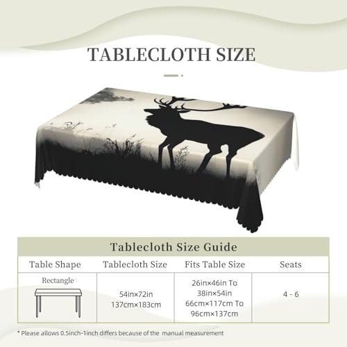 Nappe rectangulaire cerf sauvage 137x183 cm imperméable pour table de cuisine - 3