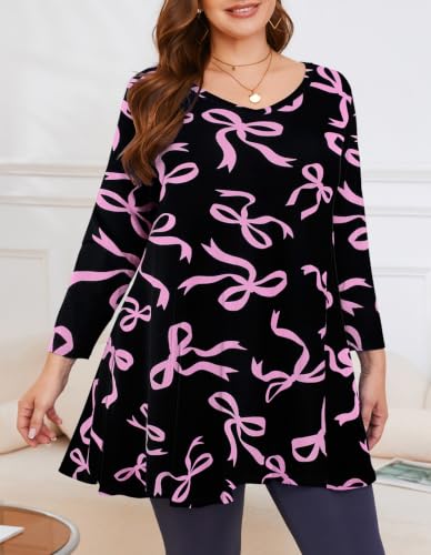 Image of LARACE Plus Size Tops for Women 3 /4 Sleeve Shirts V Neck Tunic Tops Blouses