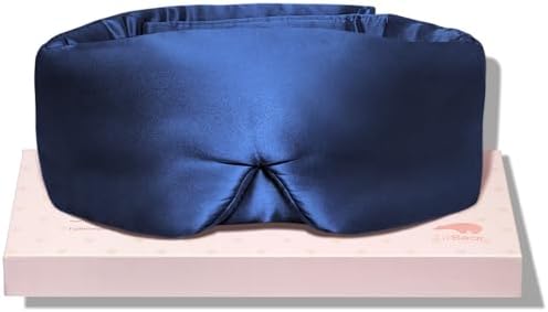 LitBear Schlafmaske Seide für Seitenschläfer, 100% 22 Momme reine Maulbeerseide, Gesicht anpassende gepolsterte Seiden Augenbinde mit verstellbarem Kopfband für Frauen & Herren (Mi
