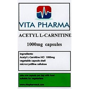 Acetyl L-CARNITINE (HIGH Strength) 1000mg, 365 capsules, 1 jaar levering, door vita pharma, Neem een ​​dag Beste waarde Pack Mate, Vegetarian, Bestel nu voor snelle levering