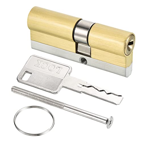 PATIKIL 32.5/42.5 (75mm Overall) European Double Lock Cylinder, Door Cylinder Lock with 8 Keys for Wooden Doors Aluminum Doors