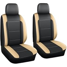 DISUTOGO Seat Covers Fit for Subaru Outback Forester Crosstrek Impreza,Perforated Breathable Faux Leather Custom Seat CoversBlack&Beige,2 Front Seats