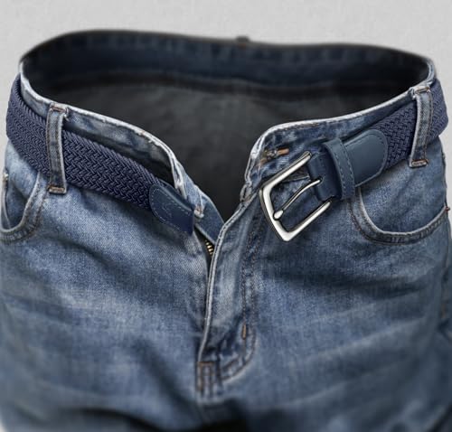 Image of KEMISANT Men Belt-Stretch Woven Braided Belt For Gift Men Golf Casual Jeans Dresses with Nylon Canvas 1 3 /8 inch