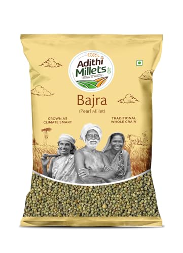 Image of ADITHI MILLETS - BAJRA /PEARL Millet 900gms (450gm x 2 Pack) (Bajra,Pearl Millet,Kambu, Sajje, Sajjalu) Natural whole grains organic Combo pack unpolished Millets Rice (900gm)