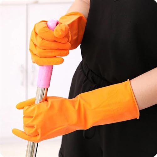 hixswnu Guanti in Gomma Impermeabili riutilizzabili per la Pulizia - 2 Paia di Guanti da Cucina e da Bagno a Maniche Lunghe, Strumenti Ideali per Le Pulizie