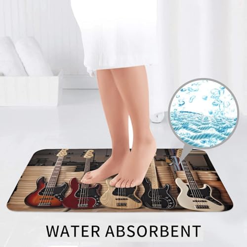 Alfombras de baño de guitarra confortables juego de 3 piezas absorbentes 7