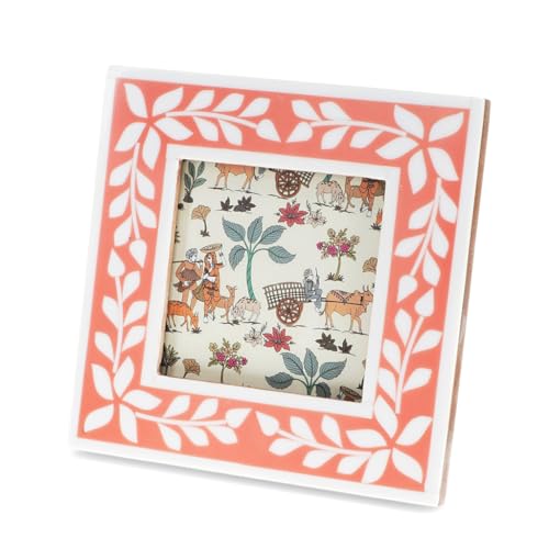Image of REX London Resin Wood Picture Frames 9cm x 9cm, photo frames, Pink