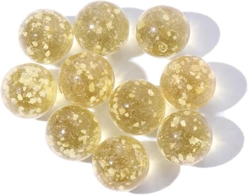 Ssmmam Lot de 10 billes dorées phosphorescentes pour jeux de marbre, bricolage et décoration d'intérieur, dés et jeux - 12 mm