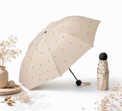 Image of Owme UV Umbrella for Women, Mini Folding Portable 2-Fold Umbrellas | Manually Open & Close for Rain and Sun Protection, Anti-Slip Handle | Windproof Umbrlla | Chata for Rain for Men -
