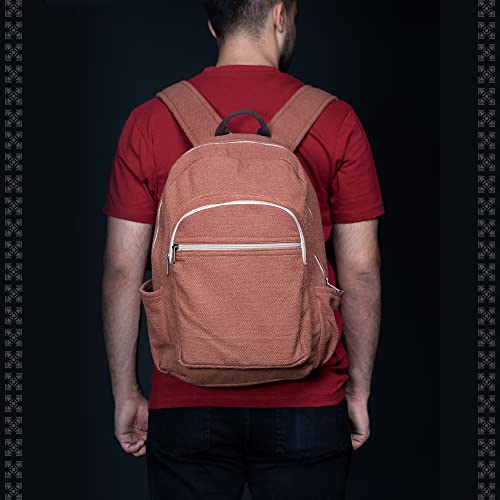 Ruana Lightweight Hemp Backpack 100% Natural Hemp Cotton Fabric Casual Daypack Multipurpose Handmade Bag For Travel, Hiking, Yoga, Picnic (Brown, 38 Cm W X 45 Cm L) #TOP4