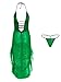 QinCiao Stripper Outfits for Womens Sequin Shiny See Through Dress Plunge V Neck Clubwear with Thong Green Medium