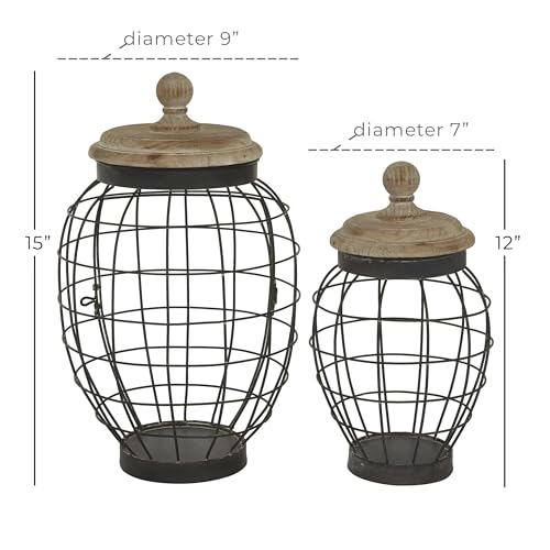 Deco 79 37883 Metal Living Room Decorative Jars Caged Style Decorative Container thumb #5