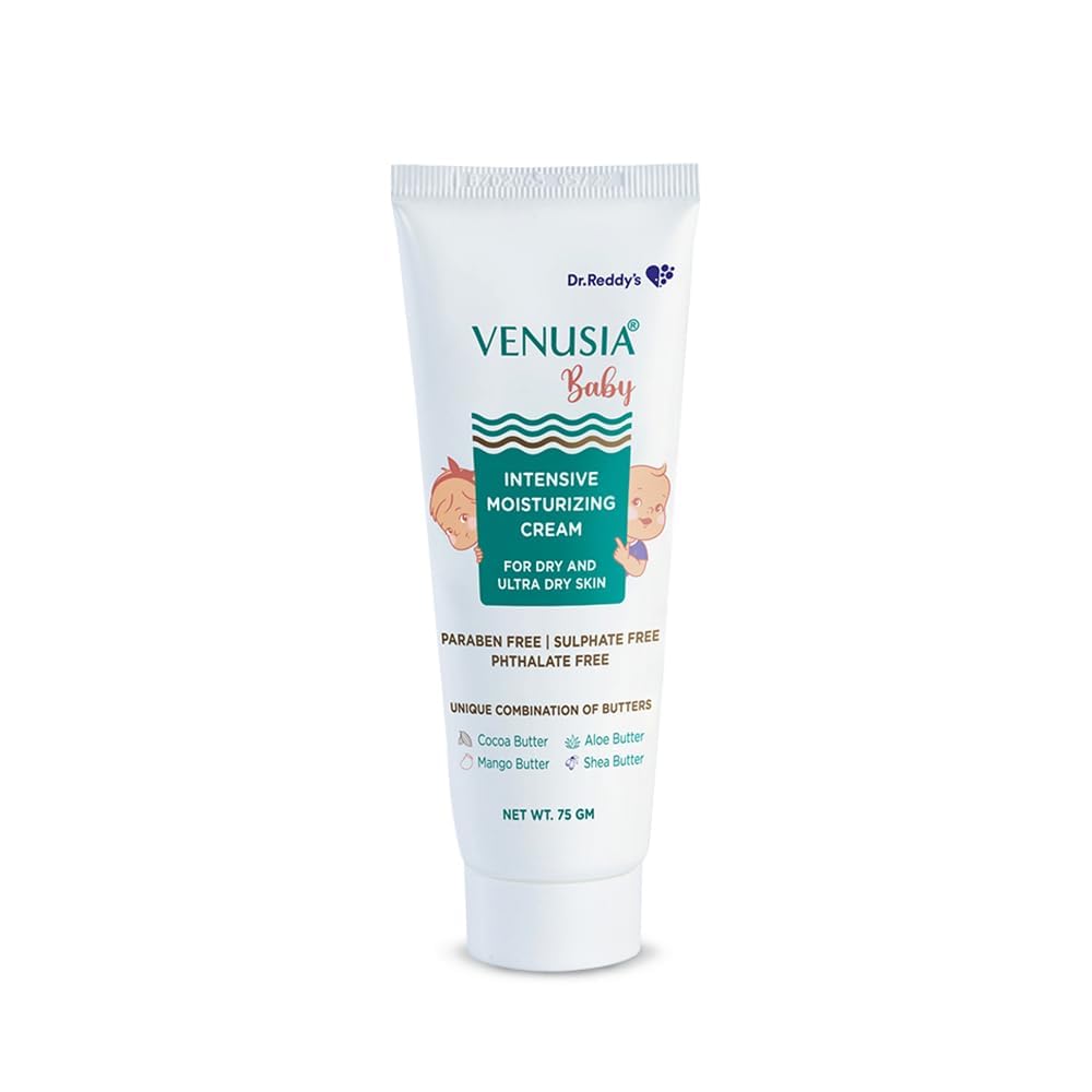 VENUSIA Dr. Reddy's Baby Intensive Moisturizing Cream | Safe, Hydrating and Gentle | Goodness of Shea, Aloe, Cocoa and Mango Butters | Soothes Baby Skin | 75g