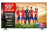TCL 55Q6C Televisor 55 Pulgadas QD-Mini LED 4K Smart TV, 1000 nits, 144Hz Motion Clarity Pro, Onkyo 2.1, Game Master, FreeSync, Google TV, Dolby Vision IQ y Atmos
