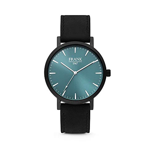 Preisvergleich Produktbild Frank 1967 7FW 0001 Herrenuhr - Lederband - Ø 42 mm - Schwarz / Blau