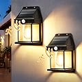 GIGALUMI Solar Wall Lights Outdoor, Dusk to Dawn Motion Sensor Lights Waterproof, 2 Pack Motion Sensor Solar Porch Lights with 3 Modes, for Patio, Garage, Shed