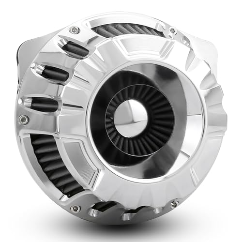 Image of For harley air cleaner filter Touring street glide road king electra tri trike Dyna Sportster XL 883 1200 Softail air intake (Deep style -Chromed, D-For M8 Touring /Softail 2018-UP)