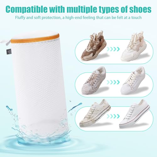 Image of Kimmama Shoe Washing Machine Bag, Shoe Cleaning Bag, Orange Zipper, 7x15 inch, 2Pack