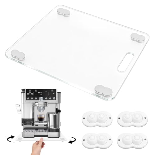 Acrylic Appliance Slider Compatible with Ninja Espresso Machine, 360° Rolling Sliding Tray for Ninja ES601 ES701 Coffee Maker, Coffee Pot Slider Tray for Countertop Appliances 13.4" x 15.4"