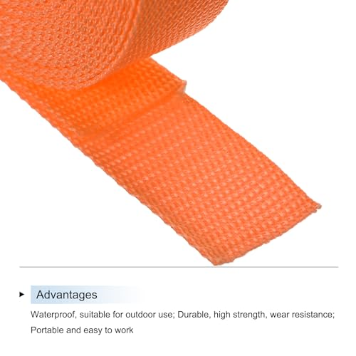 Image of MECCANIXITY Lightweight Polypropylene Webbing Strap 1.5 inch 10 Yard Backpack Strapping Band Light Orange for Outdoor Luggage Cargo Straps