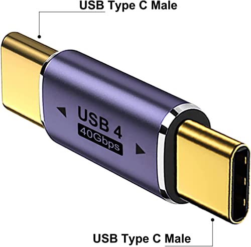 Image of ETZIN Type C Male to Type C Male Adapter, 40Gbps USB Type C Adapter Support 8K@60Hz Video Display 100W PD Pack of 2 (EPL-979TC)