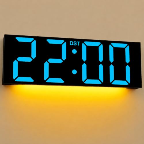 Image of JALL 22 inch Large Digital Wall Clock, Big LED Display with Night Light, Auto Dimming & DST, Giant Alarm Clock for Seniors, Elderly Parents, Gift for Mom Dad (Blue)