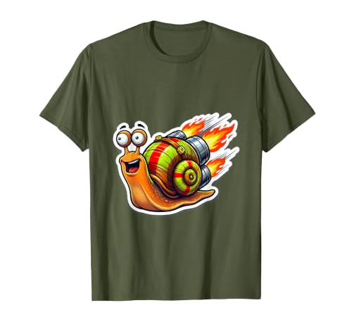 Turbo Snail Jet Engine Funny Racing Graphic T-Shirt, Men, Olive Green, XX-Large