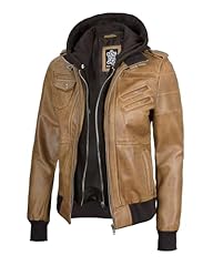 Edinburgh - Camel Hooded Leather Jacket