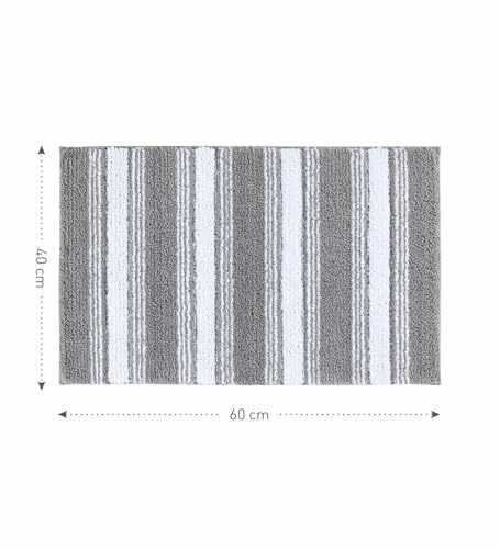 Image of Obsessions Soft & Plush Bath Mat | Quick Dry, Stain & Skid Resistant | Luxuriously Soft, Long Lasting Color | TPR Latex Backing, Size 40x60 cm, Silver & Cream