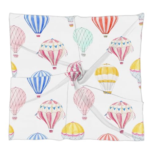 Lovely Hot Air Balloon Square Silk Scarf for Women Fashion Printed Satin Neck Silk Satin Bandana Lightweight Neckerchief Hair Wrap Scarves 23.6