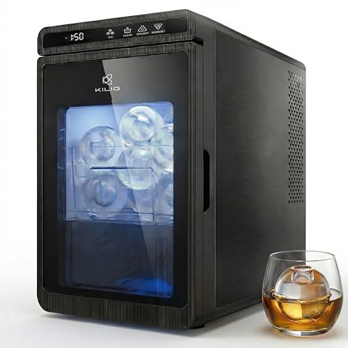 Image of KILIG SP-01 Countertop Sphere Ice Maker-5 Ice Sizes | 2L Capacity | 50mm Sphere Ice | Self-Cleaning | LED Display With Timer | Black