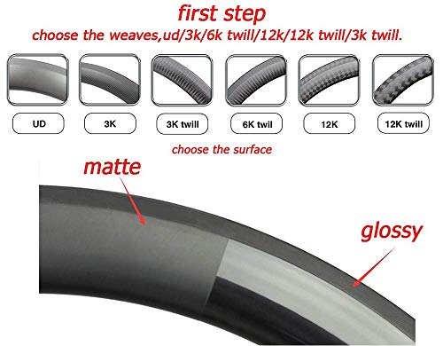 Hulkwheels 700C Full Carbon Disc Wheel Fixed Gear Wheelset Clincher Rim Front & Rear Wheel Set Disc Rear Bicycle Wheel For Time Trial/Track Bikes Wheel Matte Finish (Ud, I Pair Wheelset) #TOP6