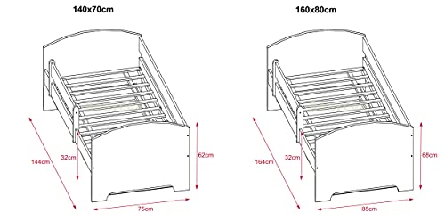 Lit d'enfant avec sommier et structure grise robuste en bois 160x80 - 3