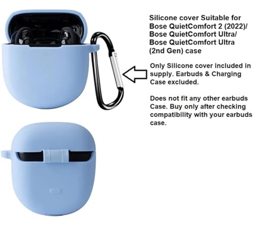 Image of Protective Silicone Cover Compatible with Bose QuietComfort Earbuds II 2022 / QuietComfort Ultra 2023 / QuietComfort Ultra 2nd Gen Charging Case (Earbuds & Charging Case not Included) Light Blue