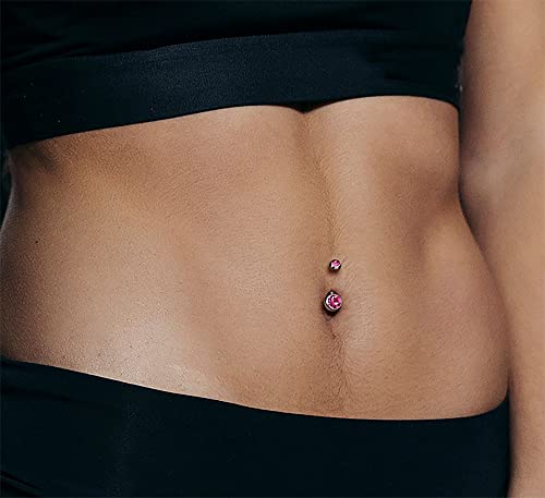 Curved Barbells 14Gx1/2(1.6X12Mm) Banana With 5/8Mm Ball Red Gems Stone 316L Surgical Steel Double Jeweled Navel Rings #TOP3