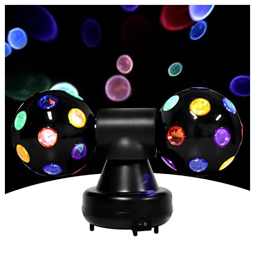 Party Disco Ball, 4 inch Double Heads Multi-Colored LED Revolving Strobe Light Ball Powered by USB Cable, 360 Degree Rotating Party Dance Light for Christmas Dance Parties Dj Bar Home (Black)