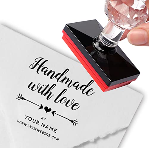 Sello personalizado hecho a mano con amor, corazón y flechas, nombre de pequeñas empresas, suministros de embalaje Cover