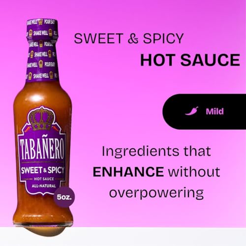 Image of Tabanero Sweet & Spicy Hot Sauce, Made in the USA, Small Glass Bottle, 5 oz
