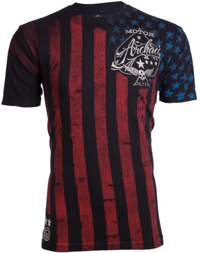Archaic by Affliction Mens T-Shirt Nation US Flag Black XL