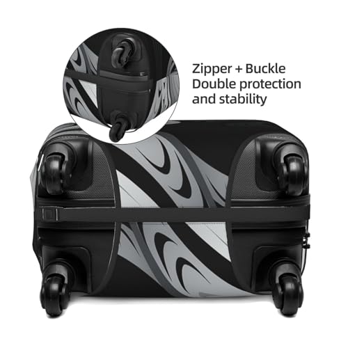 Travel Luggage Cover Black and white pattern Suitcase Protector Elastic Washable Stretch Suitcase Protector Anti-Scratch Travel Suitcase Cover Fit 18-32 Inch Luggage3