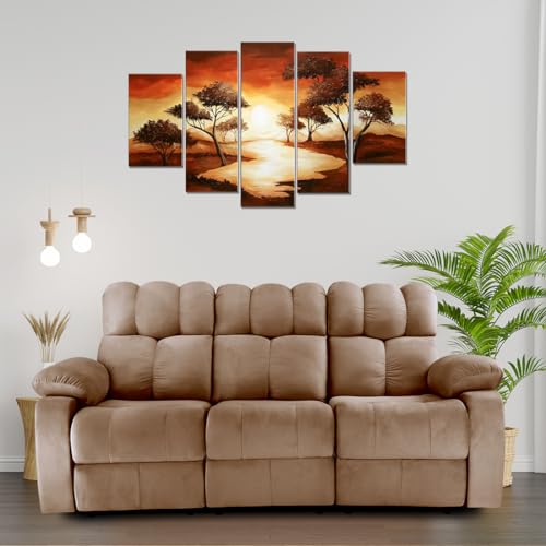 Image of Little NAP Helios Soft Suede Fabric Three Motorized Standard Recliner | Padded 3 Seater Aaram Sofa | Relaxing Chair for Home Office Living Bed Room | Brown