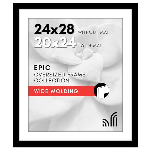 Americanflat 24x28 Poster Frame - Matted to 20x24 - Engineered Wood - Black