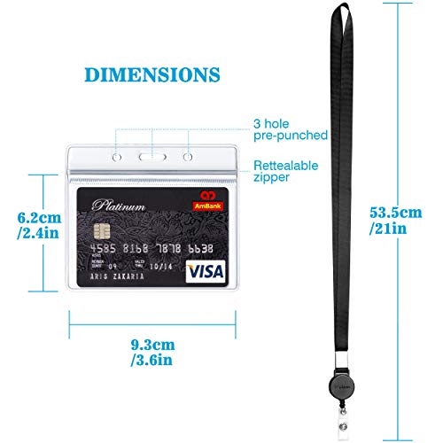 Lanyard With Id Badge Holder (5 Pack) 20 Inch Flat Polyester Id Lanyard With Retractable Badge Reel And Horizontal Name Badge Holder For Offices Id, School Id, Driver Licence #TOP2