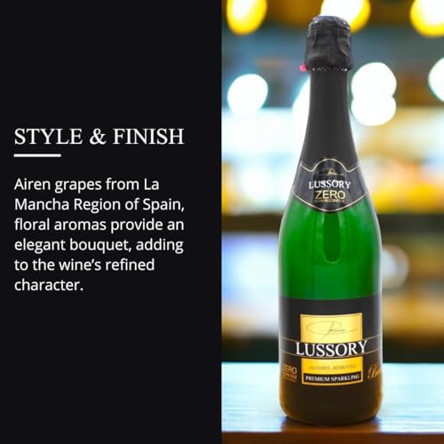 Image of Lussory Premium Sparkling Brut Dealcoholized 0.0% Non Alcoholic Wine From Spain, Low Calories, Organic, Vegan (750ml, 6 Bottle)
