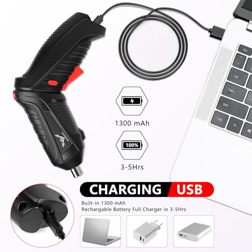 Image of Power Screwdriver Cordless, JENABOM Screwdriver Bits Set Rechargeable, 3.6V Li-ion 3.5N.m Max Torque Electric Rotatable Drill Screwdriver for Home Improvement DIY Project, 47 Pcs