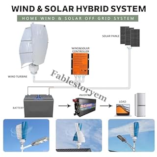 Fablestoryem 12000W Vertical Wind Turbine Generator Kit, 12V/24V/48V 2 Blades Helical Magnetic Levitation Shaft Vertical Wind Turbine with MPPT Controller, Suitable for Home Factory Use,E-12V